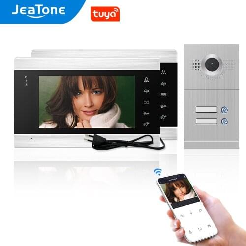 Tuya Smart Life app WiFi Smart Wired Multi Apartment Video Door Phone Intercom System 1200TVL Camera Touch Key for 2 Apartments