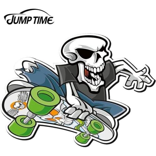 JumpTime 13cm x 9.3cm Skater Skull Skateboard Vinyl Car Stickers Rear Windshield Laptop Travel Luggage