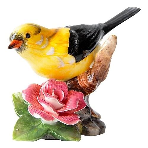 Ceramic Flower Bird Figurines Oriolus Hummingbird Ornament Crafts Decoration Porcelain Animal Figurine Home Decoration R2154