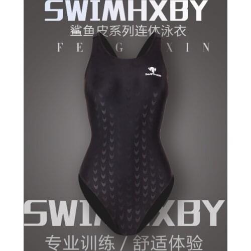HXBY One Piece Sharkskin Triangle Competition Training Swimsuit Quick Dry Competitive Swim Suits Racing Girls