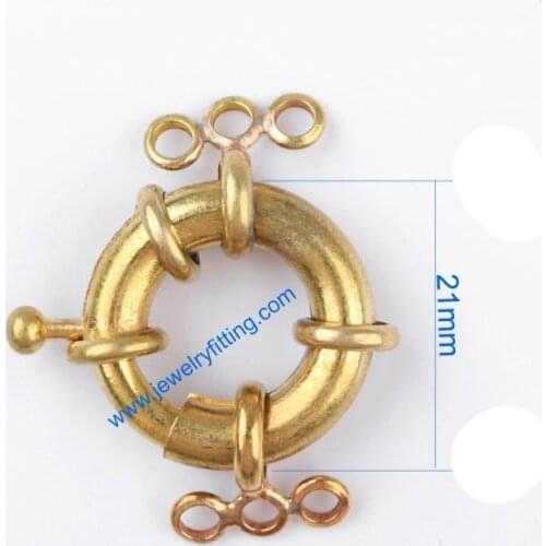 Brass Spring Ring Clasp with 6 loop China jewelry findings supplier shipping free mang color can be plated 300pcs