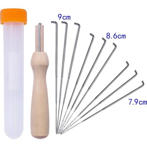 MIUSIE 10 Pcs 9cm 8.6cm 7.9cm Mixed Felting Needles Wool Felt Tools Wood Handle with Bottle 3 Sizes Felt DIY