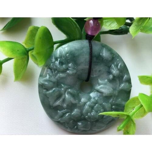 Fashion Jadeite Flowers Blossom Richly, Natural Jadeite Flowers Safely Buckle Hanging Jadeite Jewelry Flowering Pendant