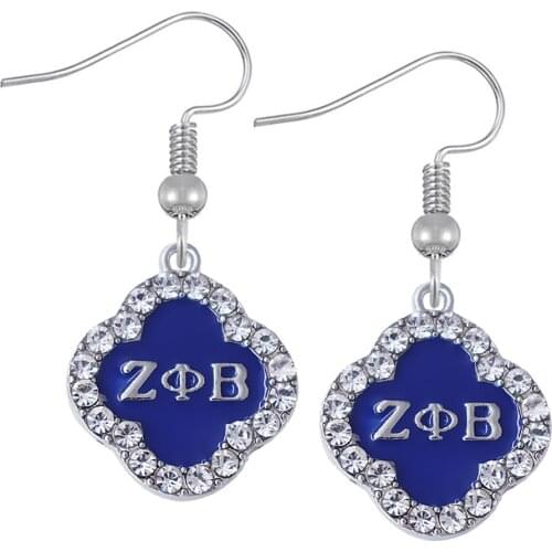 Fashion ZETA PHI BETA Greek alphabet enamel crystal pendant earring FIT student society sorority gift souvenir jewelry eardrop