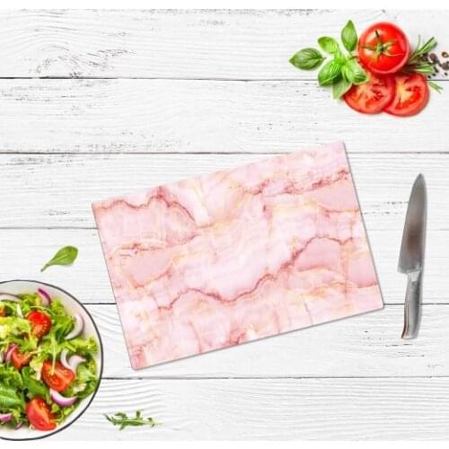 Marble Look Style Glass Cutting Board Design Kitchen Chopping board Pink Marble Patterned Glass Healthy Cutting Board 20x30cm