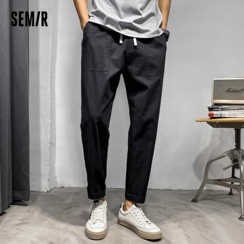 SEMIR Casual Pants Men 2021 Summer New Style Simple Elastic Waist Retro Personality Youth Ninth Point Pants Small Feet