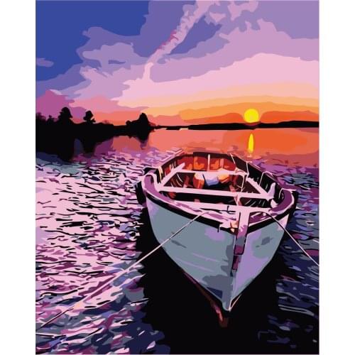 Frame Diy Painting By Numbers Sunset Seaside Acrylic Canvas Painting Landscape Modern Wall Art Picture Diy Gift 40x50cm