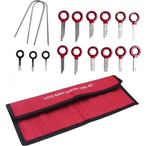 17Pcs Car Stereo Audio CD Player Removal Tools Set Stainless Steel Car Radio Removal Key Tool