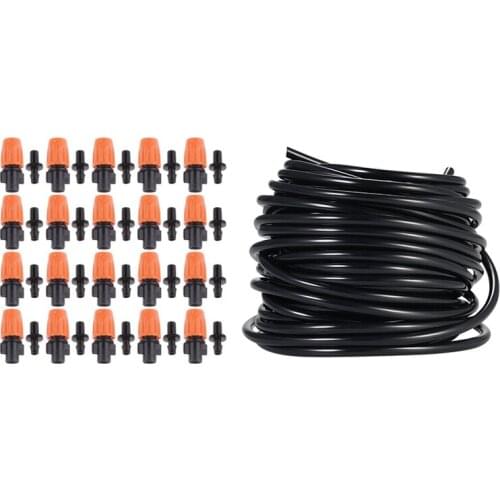 20 Set Fogging Adjustable Spray Nozzle With 4 / 7Mm Sprinkler System Laying Tube Irrigation Pipe Black 20M