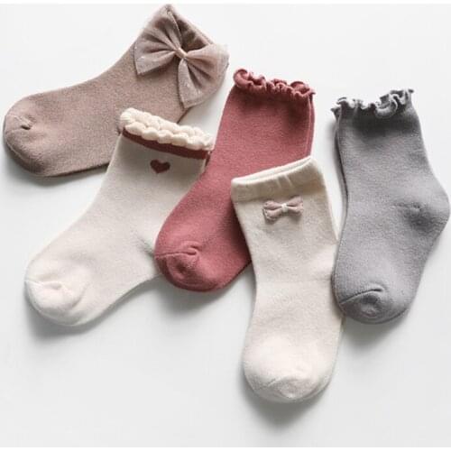 New autumn socks for girls 5 pairs/lot toddler socks girls and boys socks kids baby cartoon cotton socks bow socks with ruffle