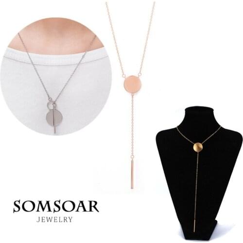 Newest Stainless Steel Round Customization Disc Round Necklace with long chain can DIY Caving logo as Gift 10pcs/lot