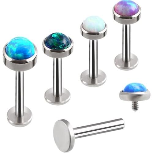 New 16G 316L Surgical Steel Opal Labret Lip Stud Rings Sexy Stone Style Lip Stud Fashion Earrings Monroe Pircing Body Jewelry