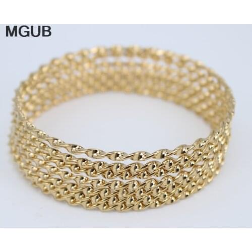 Wholesale 7Pcs Tri-Color Stainless Steel Bangle & Bracelet Titanium Steel Bracelet Gold color Fashion Women Bangle LH722