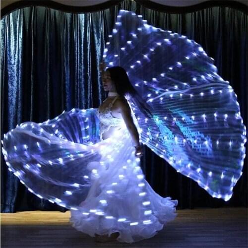 P01 Split white wings luminous glowing cloak dance stage led costumes bellydance wears party perform led cloak rave led wings dj