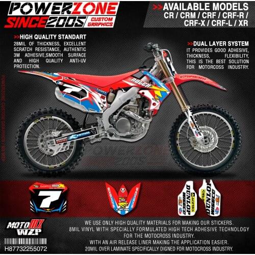 PowerZone Custom Team Graphics Backgrounds Decals 3M Stickers Kit For HONDA CRF250R 2010-2013 CRF450R 2009-2012 072