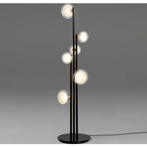 Simple Nordic LED Floor Lamp For Bedroom Study Living Room Decoration Vertical Fixture G9 Glass Ball Designer Black Floor Lights