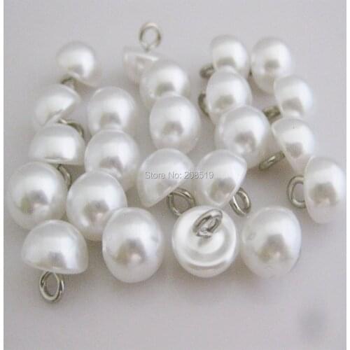 NBNNNS 120Pcs 10mm Round ABS Plastic Pearl Shirt Buttons White Color DIY Sewing Accessories