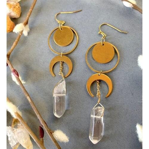 Witchy Earrings Crescent Moon Moon Phase Celestial Crystal Festival Eardrop Boho Novelty Jewelry Women Gift Fashion Beautiful