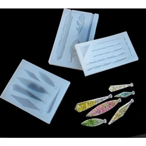 Hand-made silicone gel drop mold, Feather, Pendant shape DIY mold