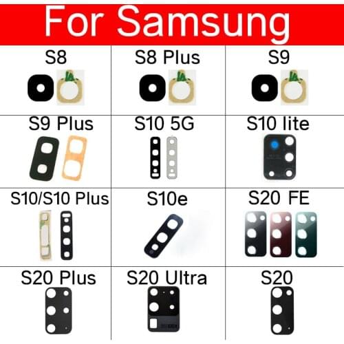 Back Rear Camera Glass Lens For Samsung Galaxy S8 S9 S10 S10e S20 fe Ultra Plus Lite 5G Protector Lens+Sticker Glue Repair Parts