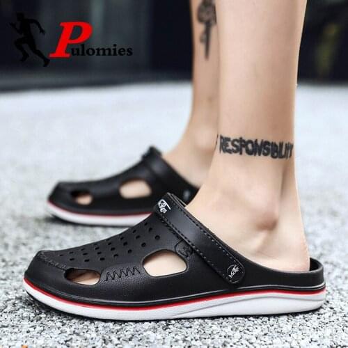 PULOMIES Summer Mens Slippers Clogs Quick Dry Casual Indoor Slippers Outdoor Garden Shoes Beach Sandals Mules Bathroom Slippers