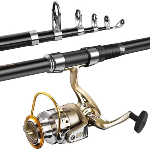 2.1m 2.4m 2.7m 3.0m Telescopic Fishing Rod 40-120 Lure Weight Super Hard Light Seawater Fishing Olta and Reel Sets Vara De Pesca