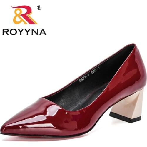 ROYYNA 2021 New Designers Heels Shoes Women Red White Black Wedding Shoes Thick High Heels Fashion Party Pumps Footwear Ladies