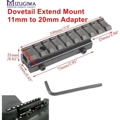 Scope Dovetail Extend Mount 22 Crossbow Weaver Picatinny Rail Adapter 11mm to 20mm Adapter Riser Rifle Pistol Airsoft