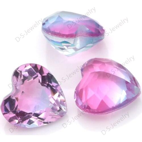 Heart-shaped Bicolor Gradient Transparent Glass Tourmaline Nail Crystal Rhinestones Nail Strass for Nails Art Decoration