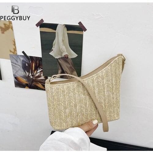 Women Totes Bags Fashion Solid Ladies Totes Handbags Soft Straw Fashion Designed Girls Large Shoulder Top-Handle Bags