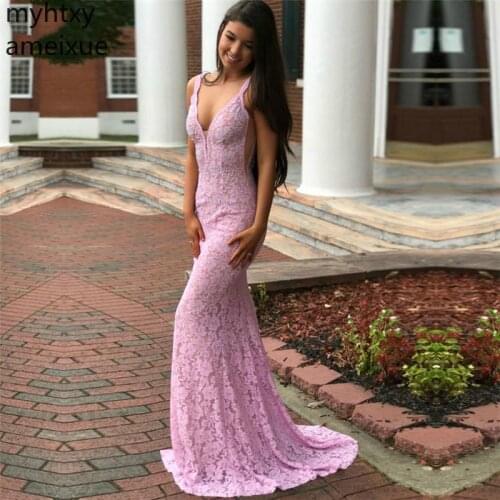New Lace Mermaid Prom Sexy Dresses Evening Dress 2020 Womens Pageant Formal Party Vestido De Festa Robe Soiree Dress Elegant