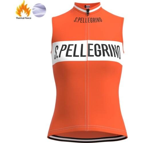 1976 Competition S.PELLEGRINO Team Women Retro Cycling Jersey Fleece sleeveless Clothing Bike Jersey maillot ciclismo hombre