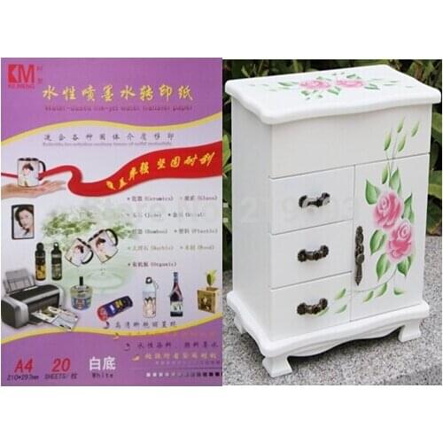 20 pieces/lot) A4 size inkjet wood decal paper white