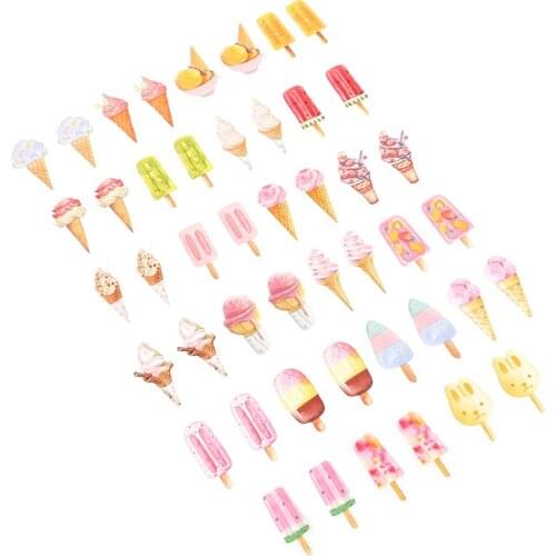 46Pcs/box Cute DIY Ice Cream Paper Lable Sealing Stickers Crafts Scrapbooking Decorative 44*44mm