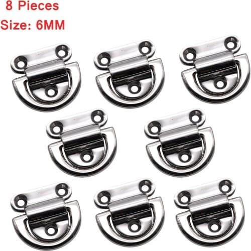6mm Stainless Steel D ring Deck Folding Pad Eye Lashing Tie Down 8pcs D Ring Deck Staple Cleat Hardware for Yacht Cleat Plate