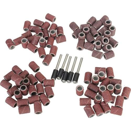 92Pcs 1/4 inch Sanding Bands Drums Sleeves 60 120 240 320 Grits + 5 Mandrel Kits Set