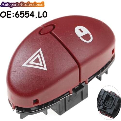 Car Auto accessorie Hazard Warning Flasher Switch Dangerous Light Switch Button For Peugeot 206 207 Citroen C2 6554L0 6554.L0