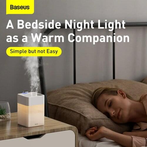 Baseus Air Humidifier Double Spray Essential Oil Aromatherapy Mist Maker Built-in Battery Detachable Humidification Night Lamp