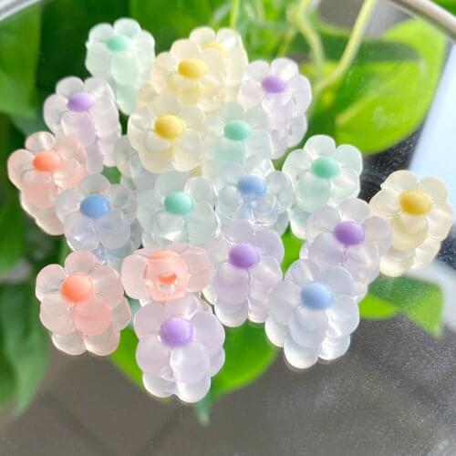 13x6mm 50pcs Mixed Dull Polish Matte Flower Acrylic Beads Loose Spacer Beads For Jewelry Making Diy Bracelet Necklace Christmas