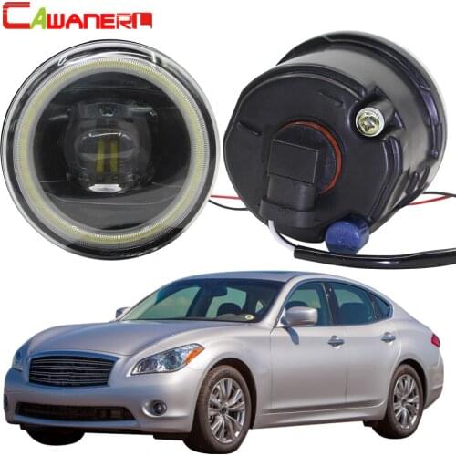 Cawanerl For Infiniti Q Q60 Q70 Car H11 4000LM LED Fog Light Assembly Angel Eye Daytime Running Light 12V 2011 2012 2013 2014