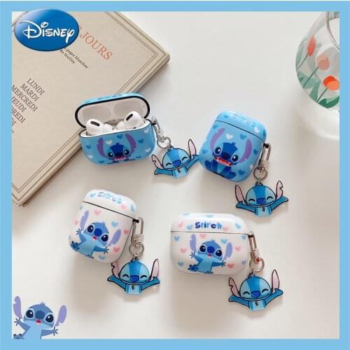 Disney Stitch Earphone Case With Key Chian For AirPod 2 1 Case TPU Charging Headphones Case for airpods Pro Protective Cover Box