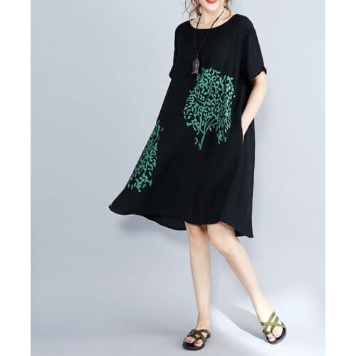 Black Ladies Dresses Summer 2019 European Fashion Women Loose Casual Dress O Neck Short Sleeve Midi T Shirt Dress 2019 AA4799