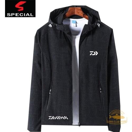 Daiwa Mens Outdoor Casual and Loose Fishing Wear Outdoor Thin Breathable Hooded Waterproof Blazer