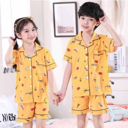 Kids sleepwear clothes Nightwear homewear Childrens pajamas set summer short sleeved Boy pyjamas girls cartoon home clothes