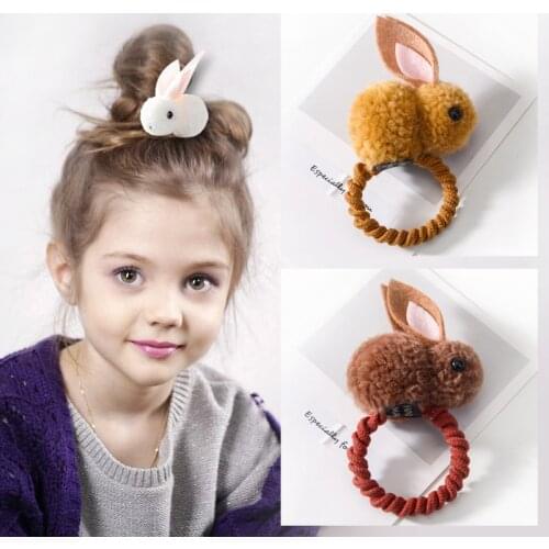 Cute Rabbit Kids Hair Rope Hair Accessories Scrunchy Elastic Hair Pins Band Girls Dog Bear Rubber Band Gum for Hair Ties Clip