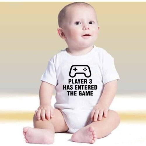 Player 3 Has Entered The Game Baby Clothes Character Short Clothing Set Newborn Bodysuits & One- Piece Baby Jumpsuits 0-24M