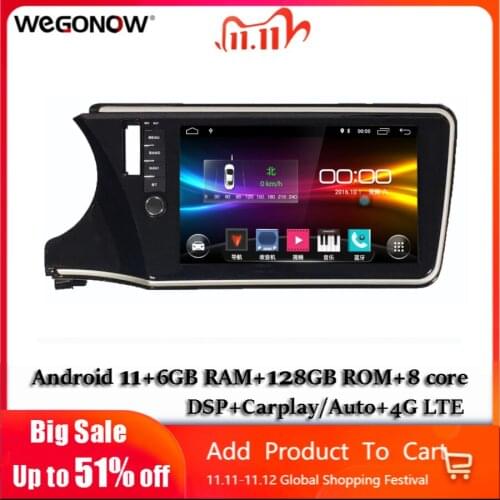 DSP IPS 10.1''Android 10.0 8Core 4GB 64GB Car DVD Player GPS navi Carplay WIFI BT Radio For Honda CITY Left Hand 2014-2017