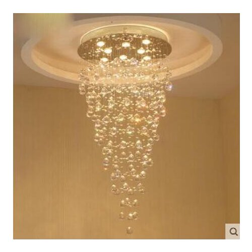 Double staircase chandelier Spiral staircase lamp Long chandelier Villa stairs Crystal chandelier Meteor shower Living room lamp