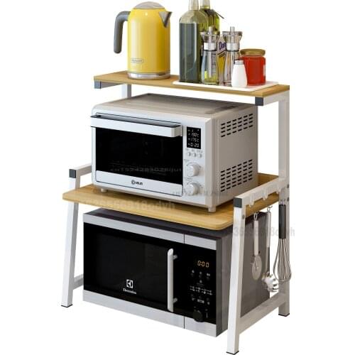 Double-layer Microwave Oven Rack Three-layer Spice Rack Stylish Simple Countertop Storage Racks Space-saving Load-bearing 40 Kg