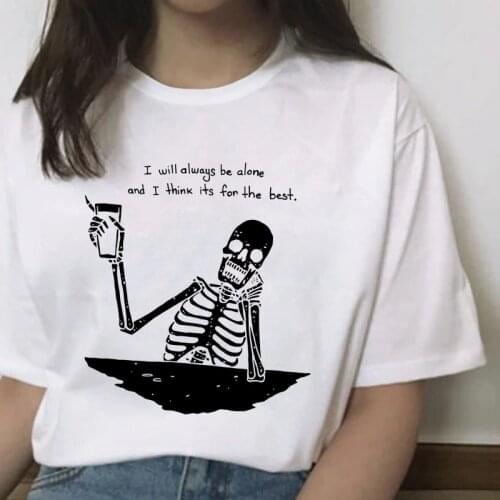 Skeleton Print T Shirt 2021 Summer Short Sleeve Harajuku Ullzang Tee Casual Female T Shirts Woman Female 90s Plus Size Clothing